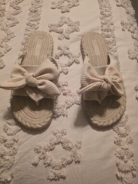 Bow-Detail Women's Slide Sandals in Cream